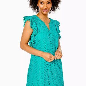 Lilly Pulitzer Astara Eyelet Dress Size Medium Turquoise